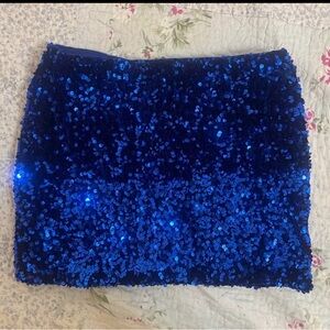 Blue Sequin Mini Skirt